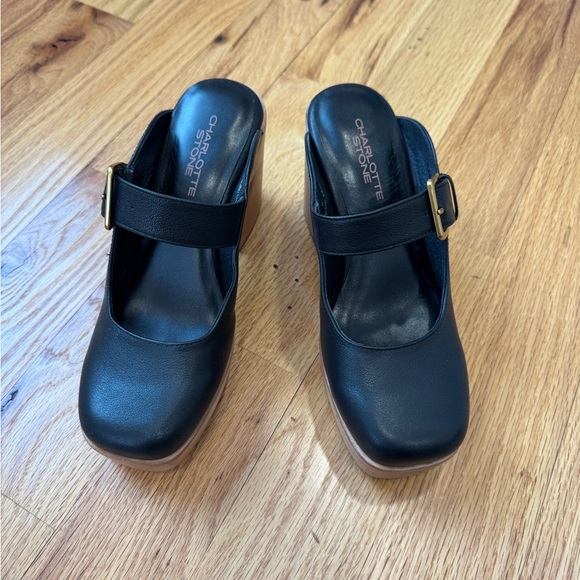 Charlotte Stone Charis Wood Heel Platform Mule Black - discontinued - 8 EUC - Picture 7 of 7